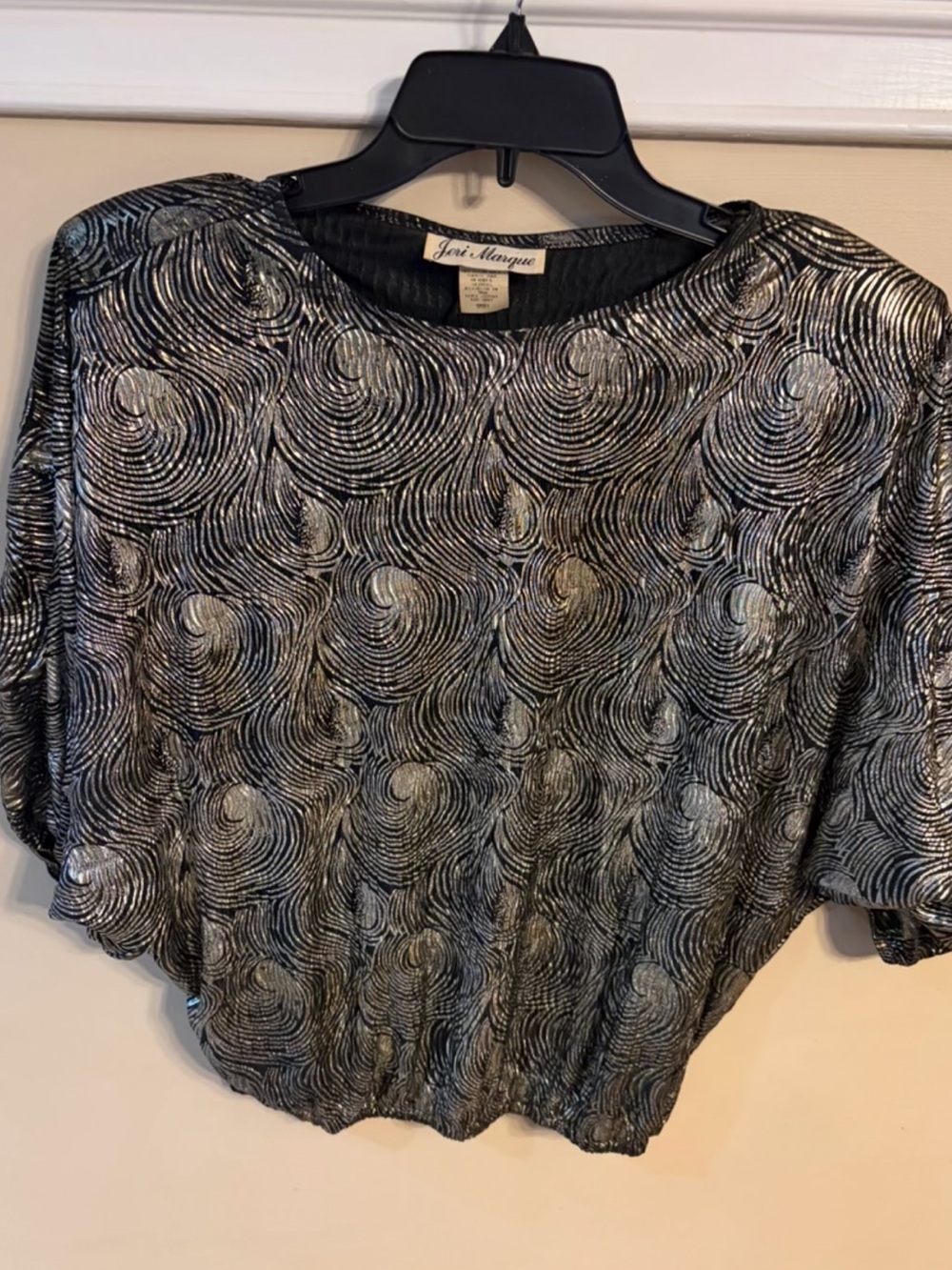 Metallic Black & Silver Evening Top